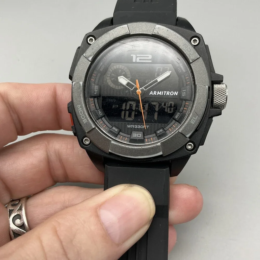 Armitron Mens Watch 45mm Black Dial Pro Sport Analog Digital 2015372 WR330ft